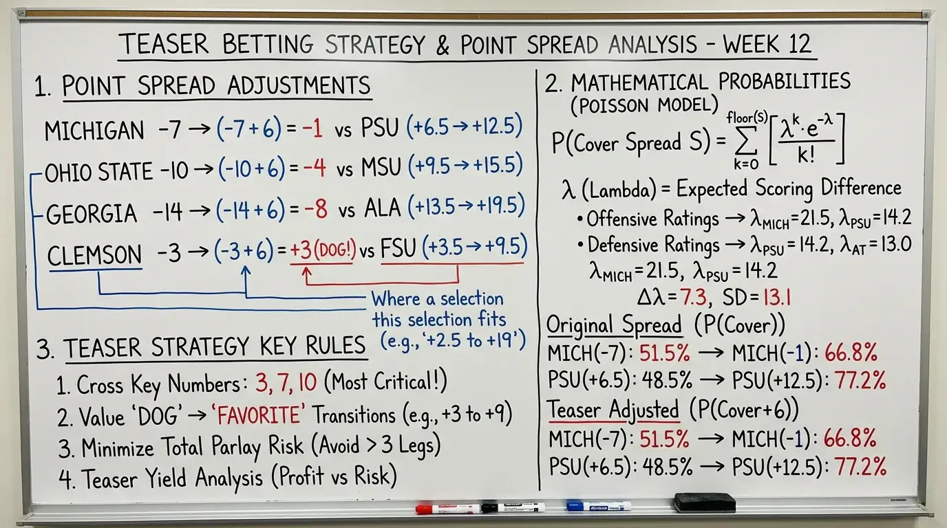 Teasers en College Football: Estrategia y Números Clave